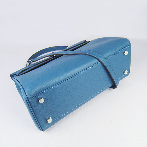 High Quality Hermes Kelly 35CM Togo Leather Bag Middle Blue 6308 - Click Image to Close